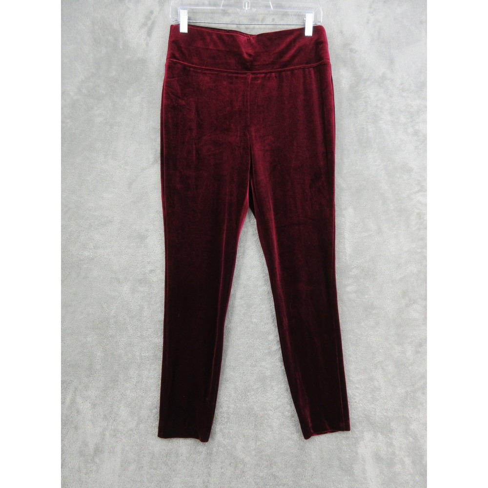 INC International Concepts Pants Womens Size M Legging Maroon Velvet Pull On Red